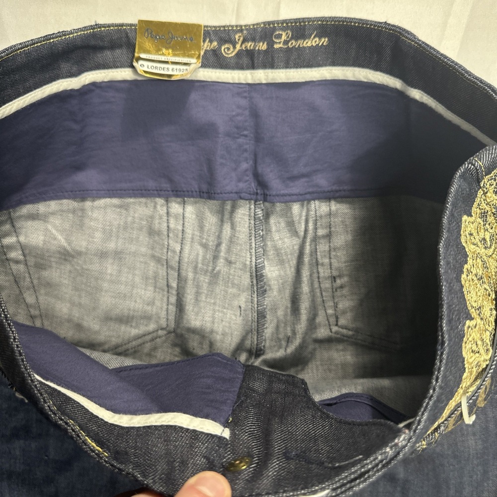 NEW Y2K Pepe Jeans London Jeans Women's Size 34 Lordes Raw Wash Embroidered Belt - Picture 13 of 16